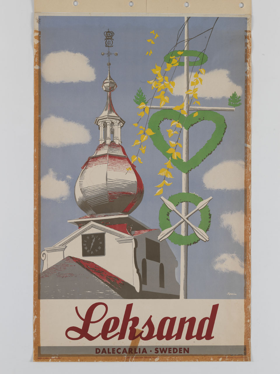 veduta del campanile di Leksand (manifesto) di Jägtström - ambito svedese (sec. XX)