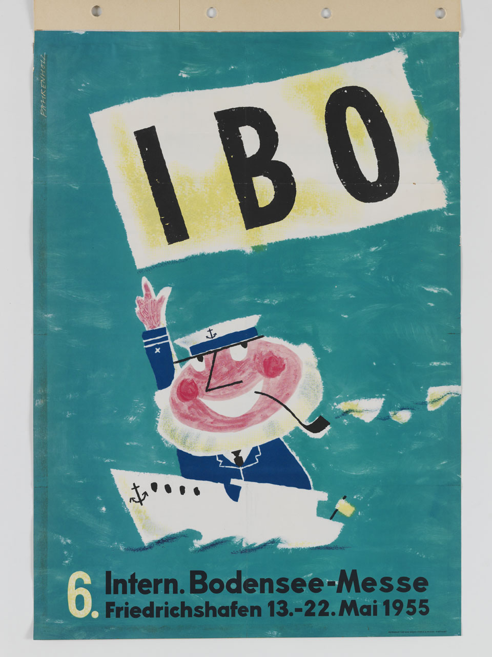 capitano su una nave indica una targa con la scritta IBO (manifesto) di Fahrenholz - ambito tedesco (sec. XX)