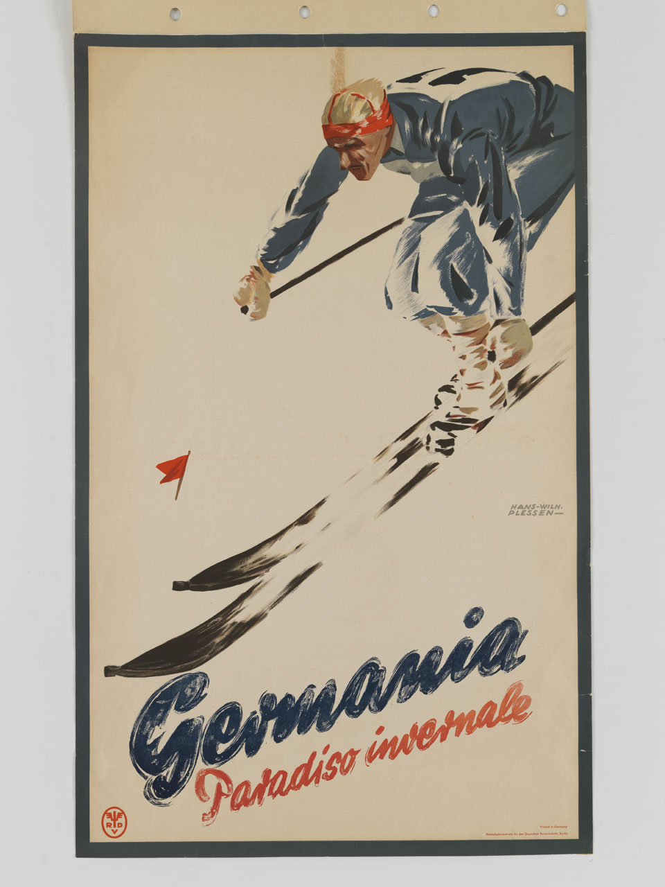 sciatore impegnato in una gara di discesa libera (manifesto) di Plessen Hans Wilhelm - ambito tedesco (sec. XX)