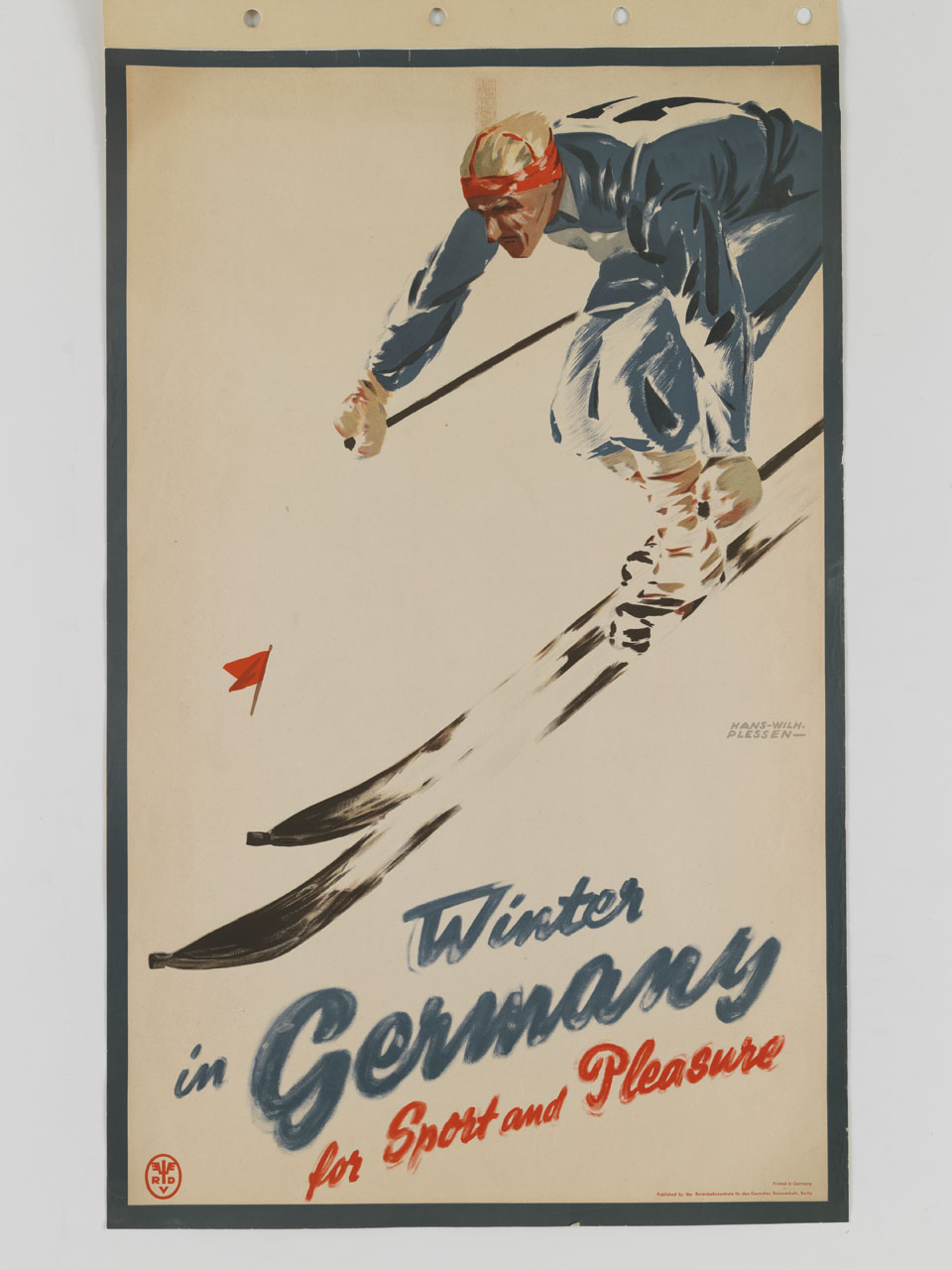sciatore impegnato in una gara di discesa libera (manifesto) di Plessen Hans Wilhelm - ambito tedesco (sec. XX)