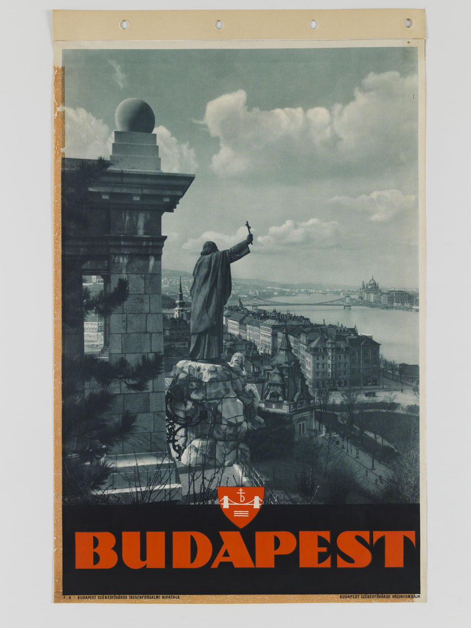 veduta di Budapest dall’alto del monumento di San Gellert a Buda (manifesto) - ambito ungherese (sec. XX)