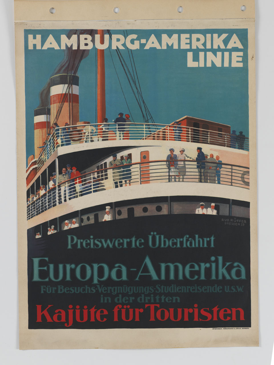 passeggeri sul ponte di una nave (manifesto) di Rüffer Rudolf - ambito tedesco (sec. XX)