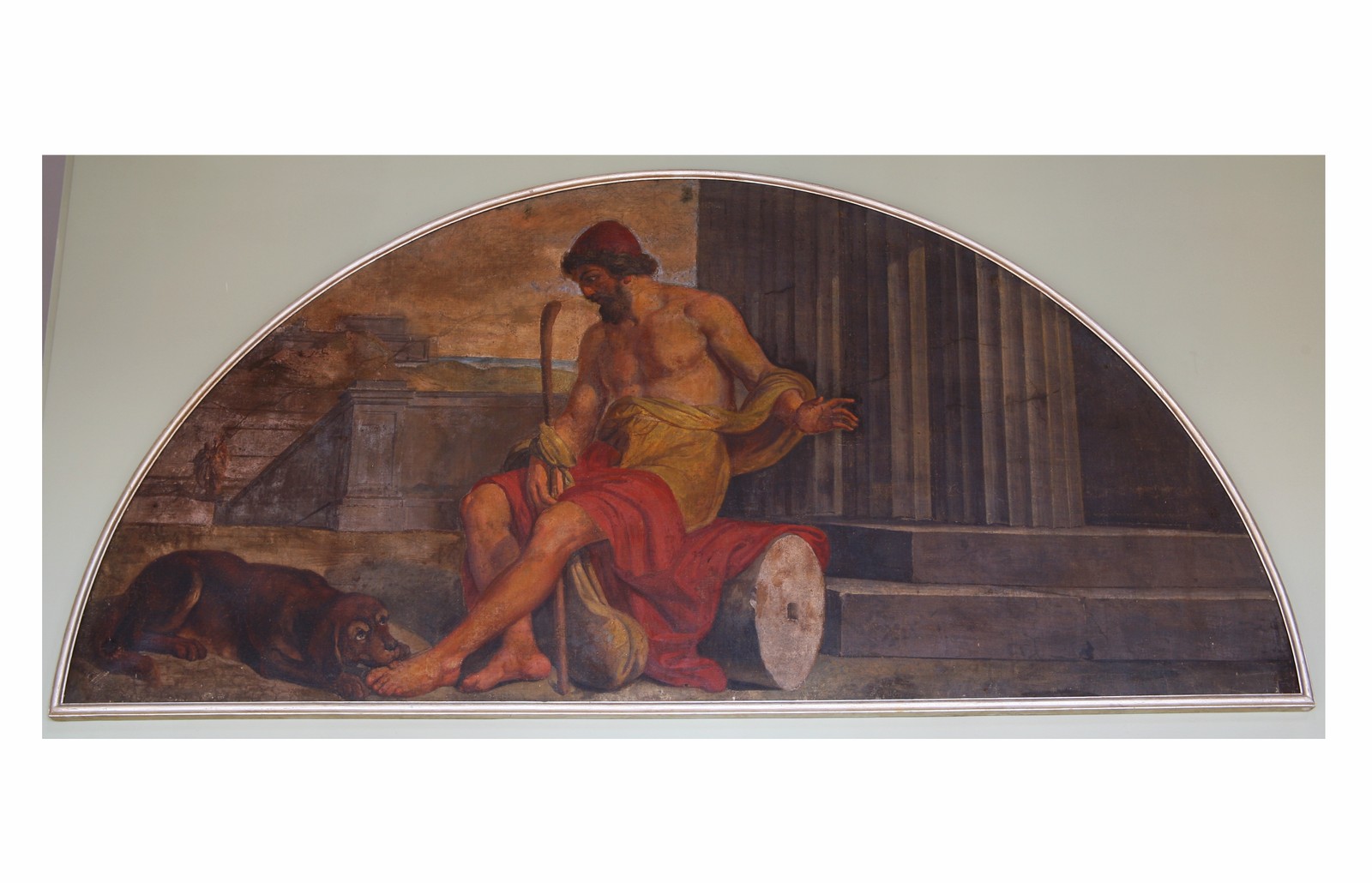 Ulisse riconosciuto dal cane Argo, scena mitologica (dipinto, ciclo) di Francesco Podesti (attribuito) (secondo quarto XIX secolo)