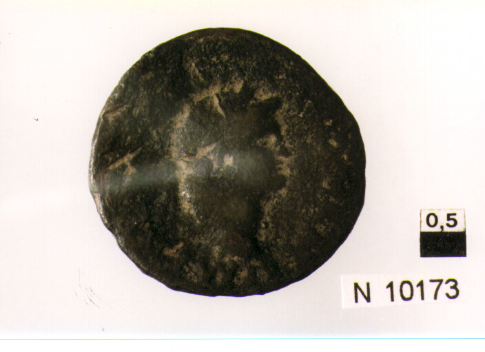 R/ testa laureata di Nerone a destra; V/ facciata del tempio di Giano (moneta, asse) (sec. I d.C)