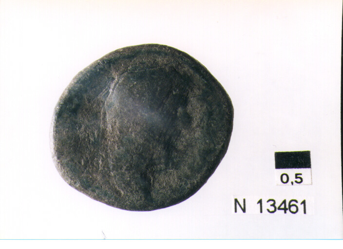 R/ busto a destra di imperatore non identificato; V/ illeggibile (moneta, asse) (secc. I/ II d.C)