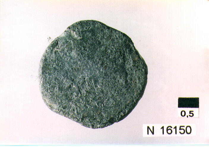 R/ testa di Giove a destra, dietro segno del valore; V/ prua a destra sotto iscrizione (moneta, semisse) (sec. III a.C)