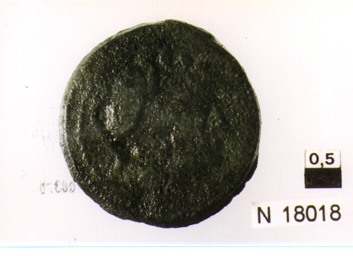 R/ testa di Minerva a destra, sopra quattro globetti; V/ prua a destra (moneta, triente) (sec. III a.C)