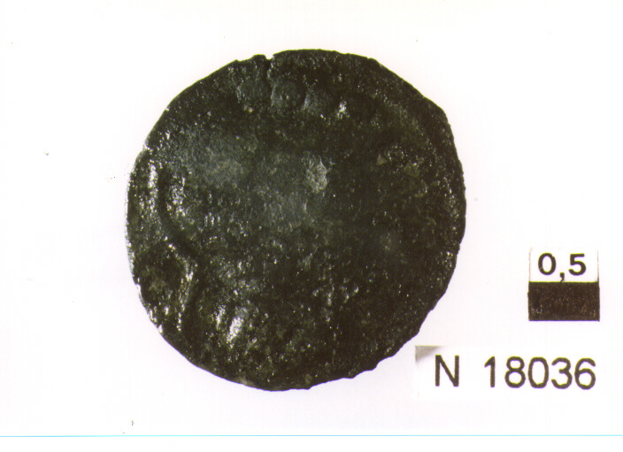 R/ testa elmata di Minerva a destra, sopra quattro globetti; V/ prua a destra, poco leggibile (moneta, triente) (sec. III a.C)