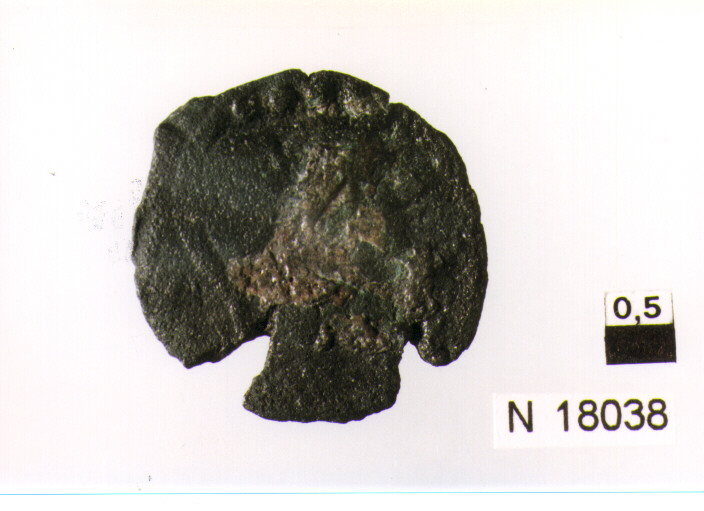 R/ testa di Minerva elmata a destra sopra quattro globetti; V/ prua a destra (moneta, triente) (sec. III a.C)