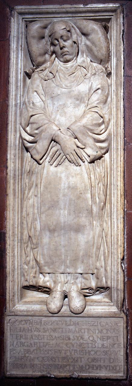 ritratto di Colomba di Bertoldo di Ghezzo della Casa (lastra tombale) di Francesco da Sangallo detto Margotta (seconda metà sec. XVI)