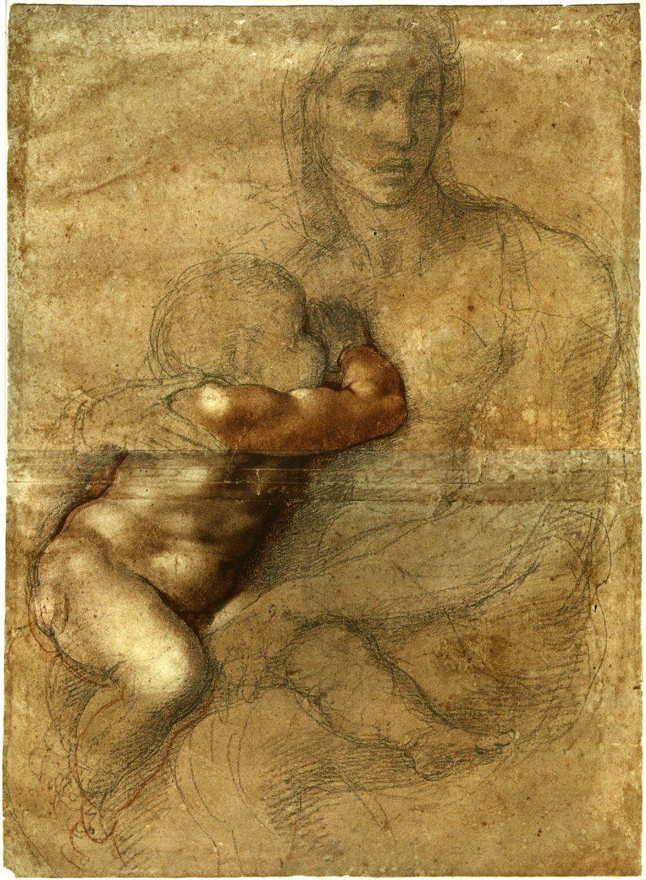 Madonna con Bambino (disegno) di Buonarroti Michelangelo (sec. XVI)