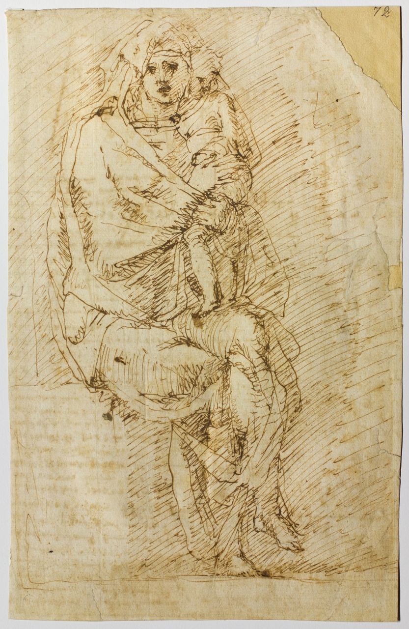 Madonna con Bambino (disegno) di Pericoli Niccolò detto Tribolo (sec. XVI)