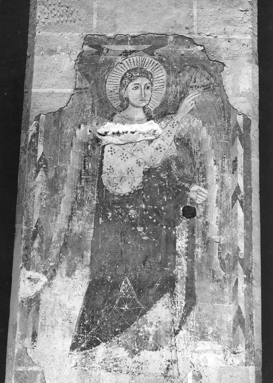 Madonna annunciata (dipinto, frammento) - ambito Italia meridionale (fine/ inizio secc. XIV/ XV)