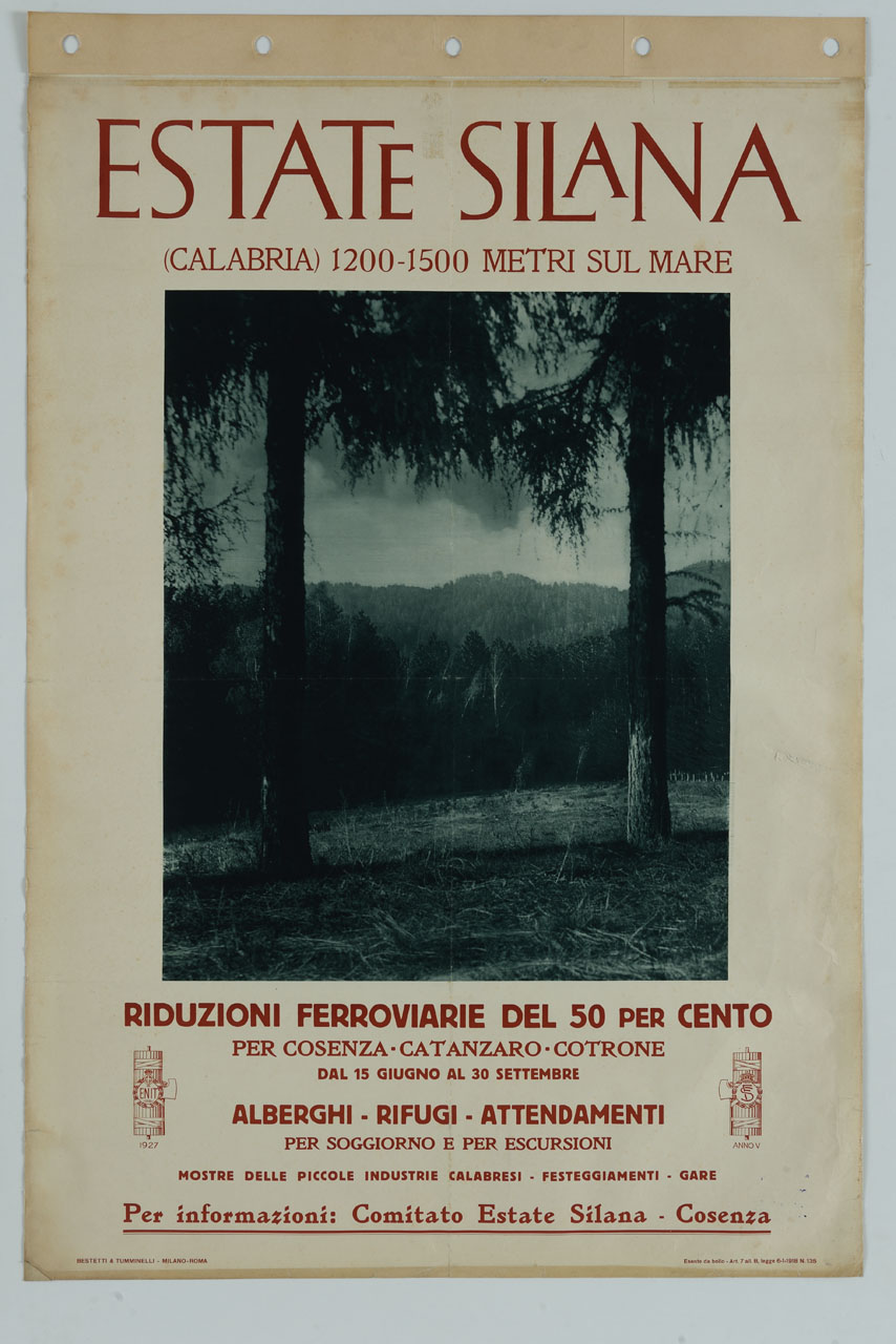 radura in un bosco ; fasci littori (manifesto) - ambito italiano (sec. XX)