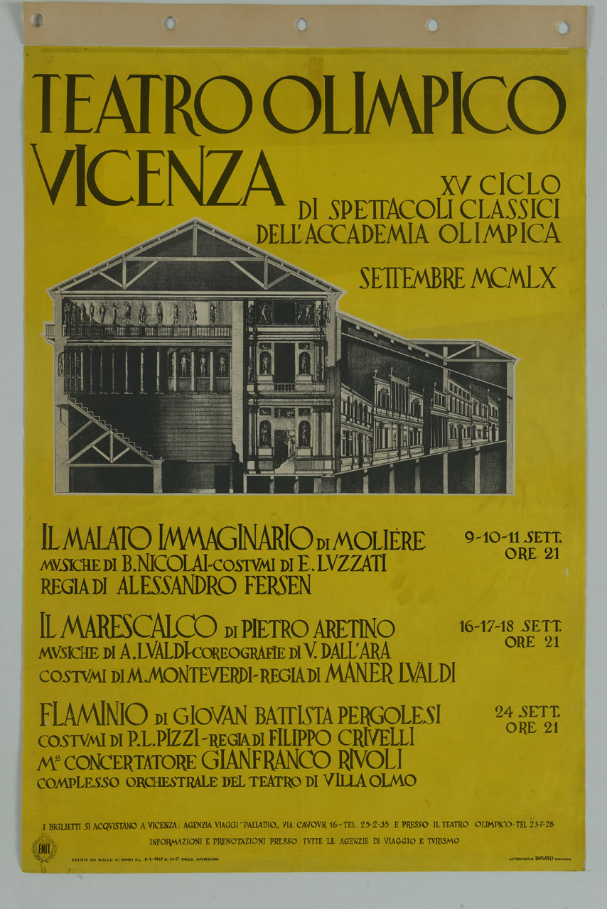 incisione con lo spaccato del teatro Olimpico di Vicenza (manifesto) - ambito italiano (sec. XX)