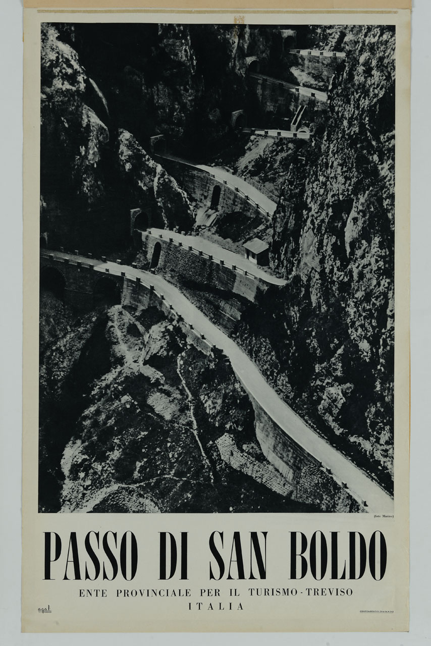 strada del passo di San Boldo vista dall'alto (manifesto) - ambito italiano (sec. XX)