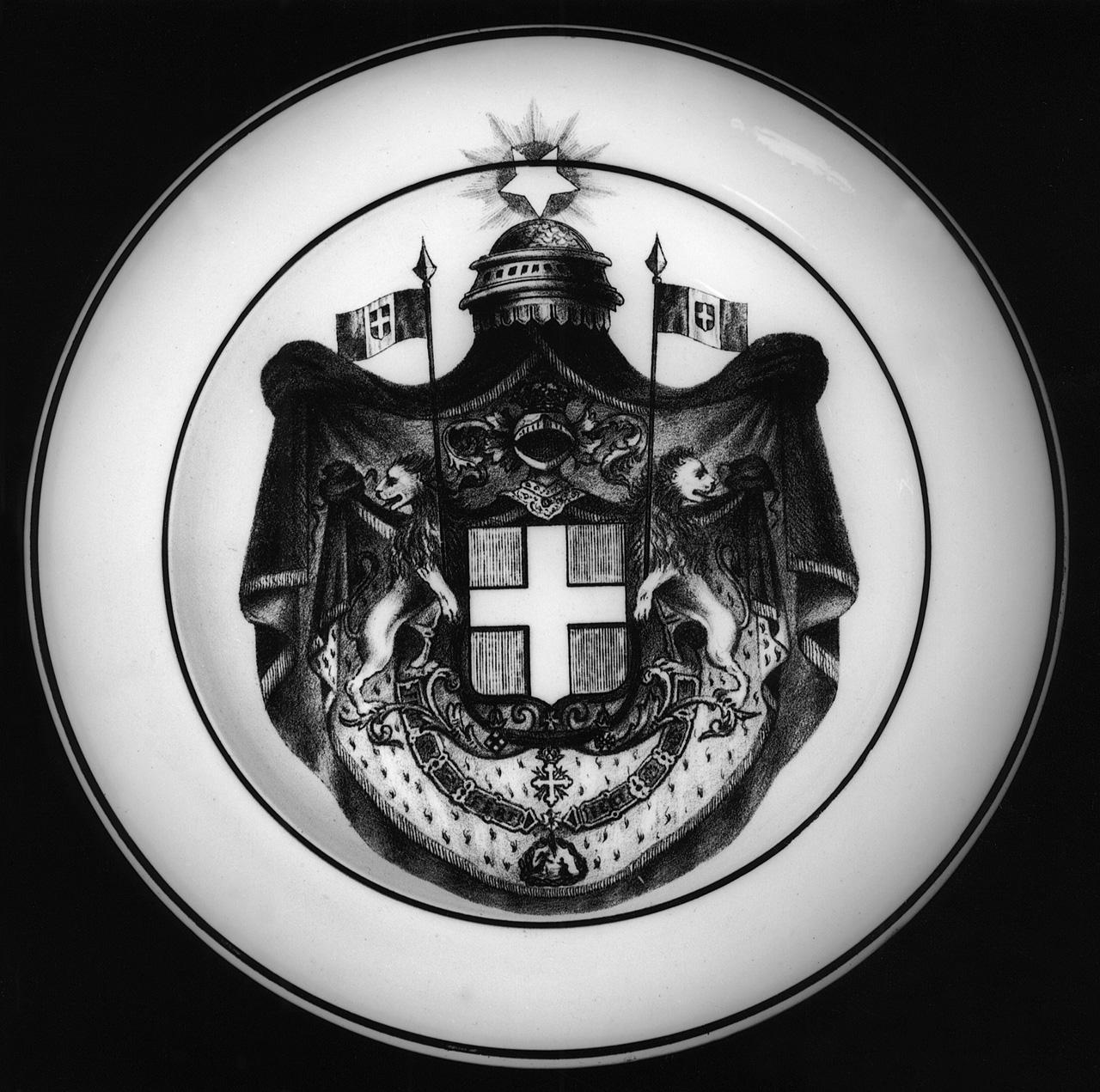 stemma reale sabaudo (piatto) - bottega toscana (sec. XIX)