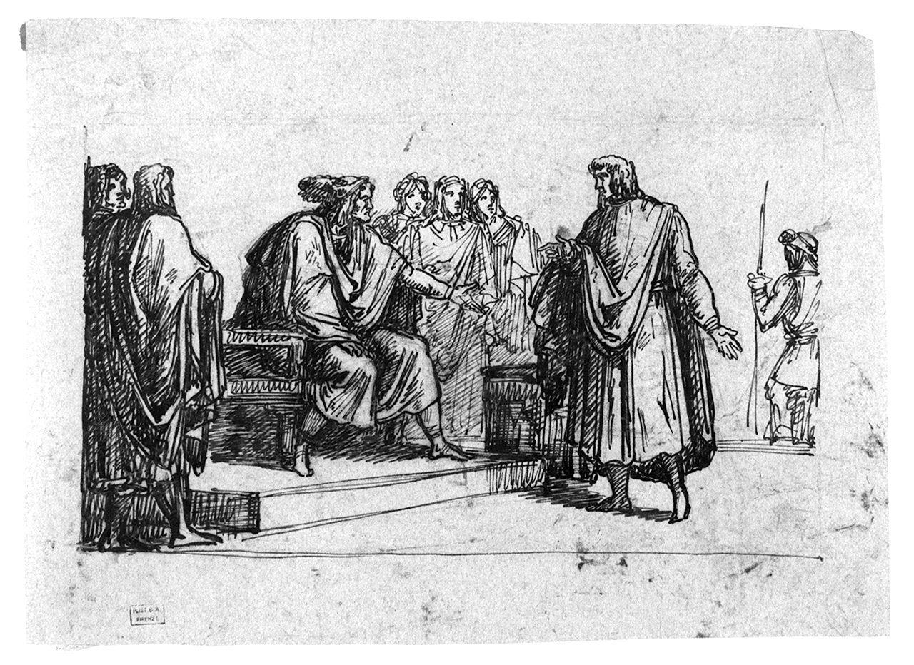 figure in conversazione (disegno) di Sabatelli Luigi (prima metà sec. XIX)