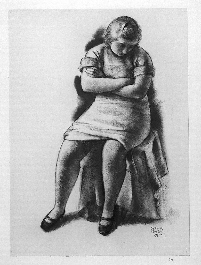 figura femminile seduta (disegno) di Stultus Dyalma (sec. XX)