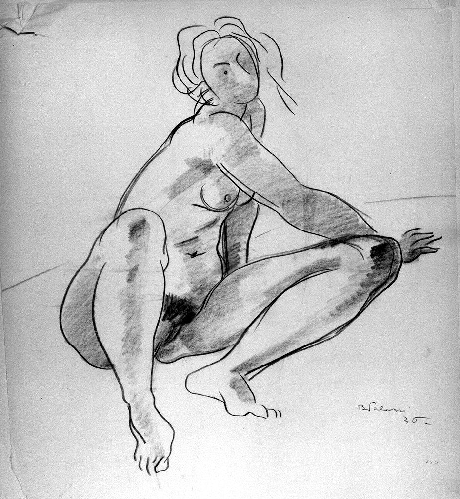 figura femminile nuda (disegno) di Palazzi Bernardino (sec. XX)