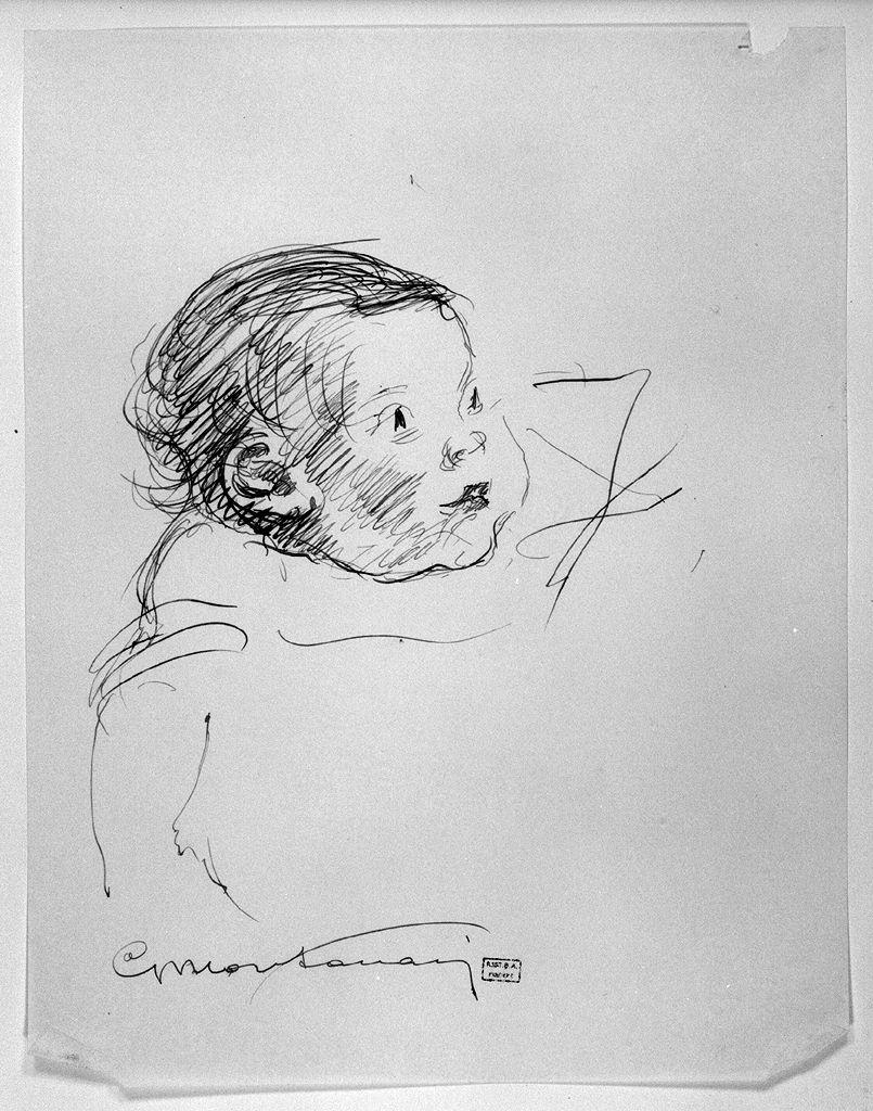 testa di bambino (disegno) di Montanari Giuseppe (sec. XX)