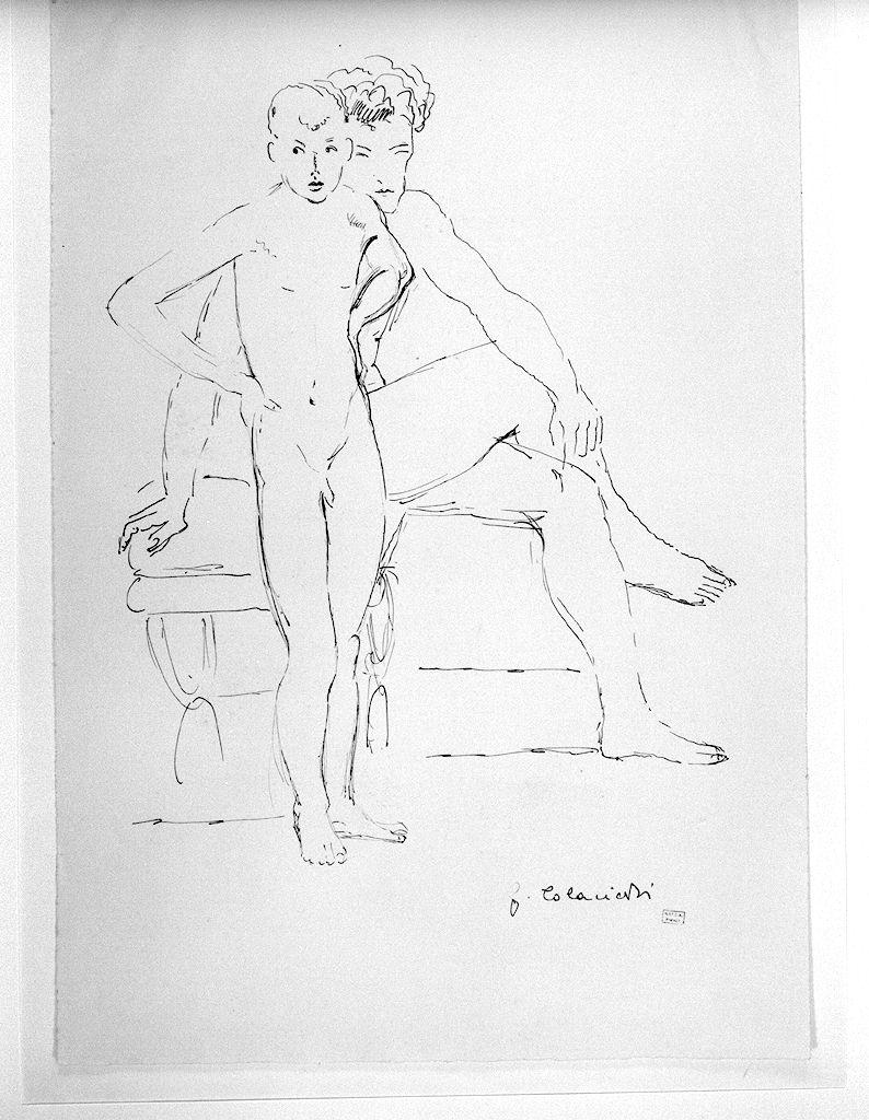 figure nude (disegno) di Colacicchi Giovanni (sec. XX)