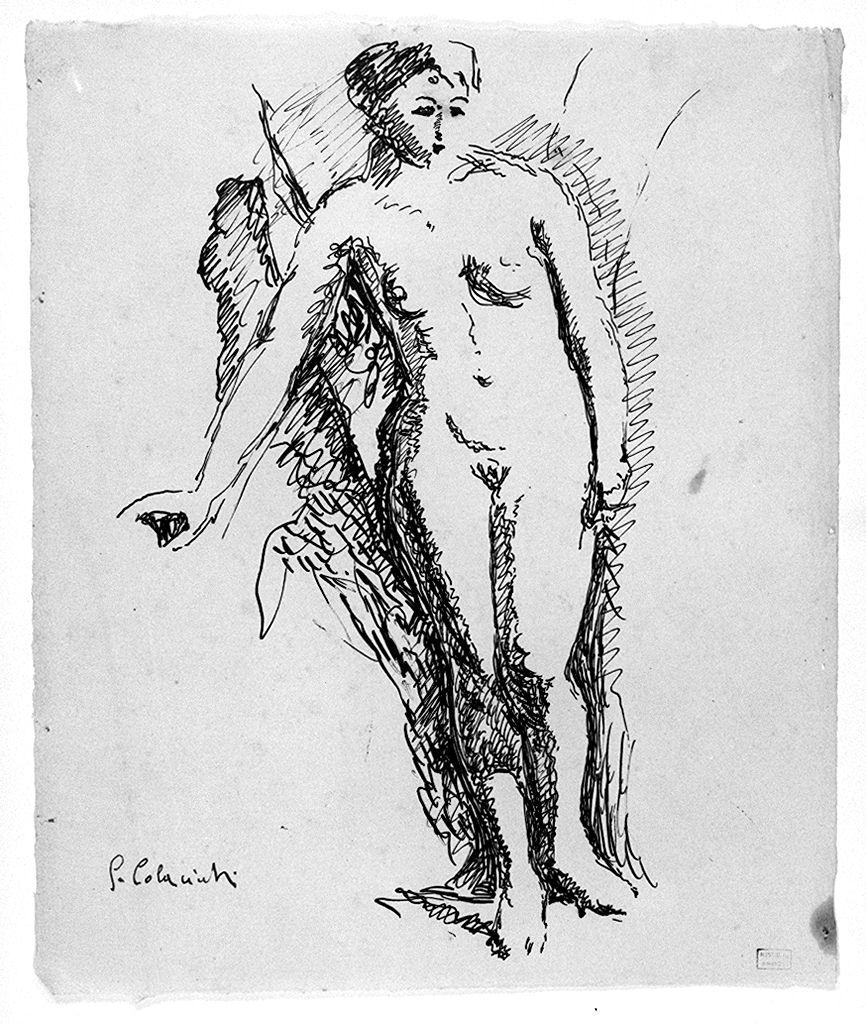 figura femminile nuda (disegno) di Colacicchi Giovanni (sec. XX)