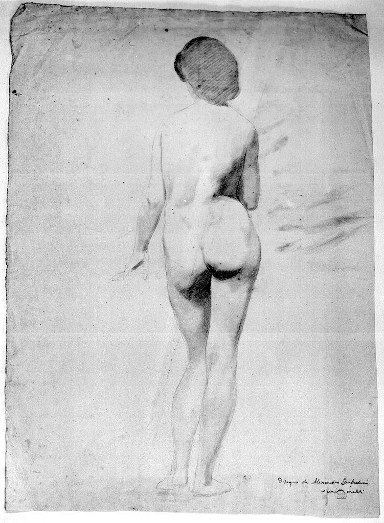 figura femminile nuda (disegno) di Lanfredini Alessandro (sec. XIX)