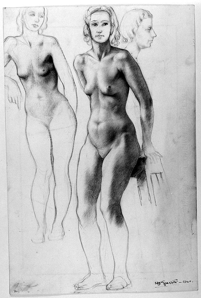 figura femminile nuda (disegno) di Graziotti Ugo (sec. XX)