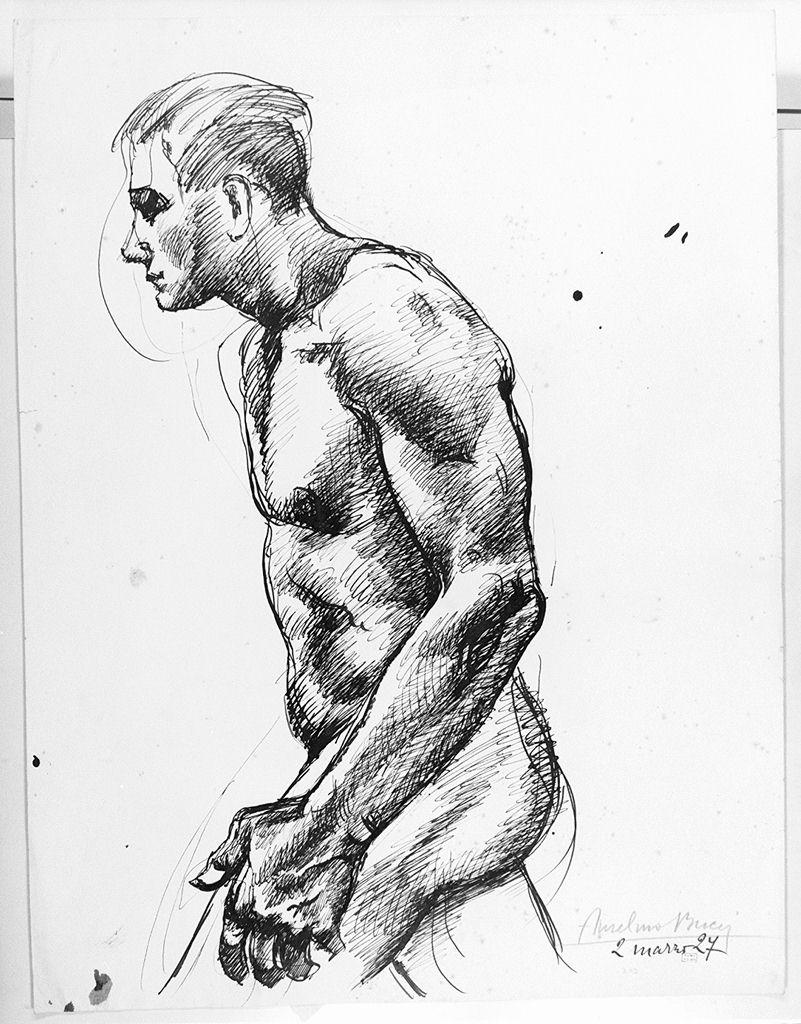 giovane nudo (disegno) di Bucci Anselmo (sec. XX)