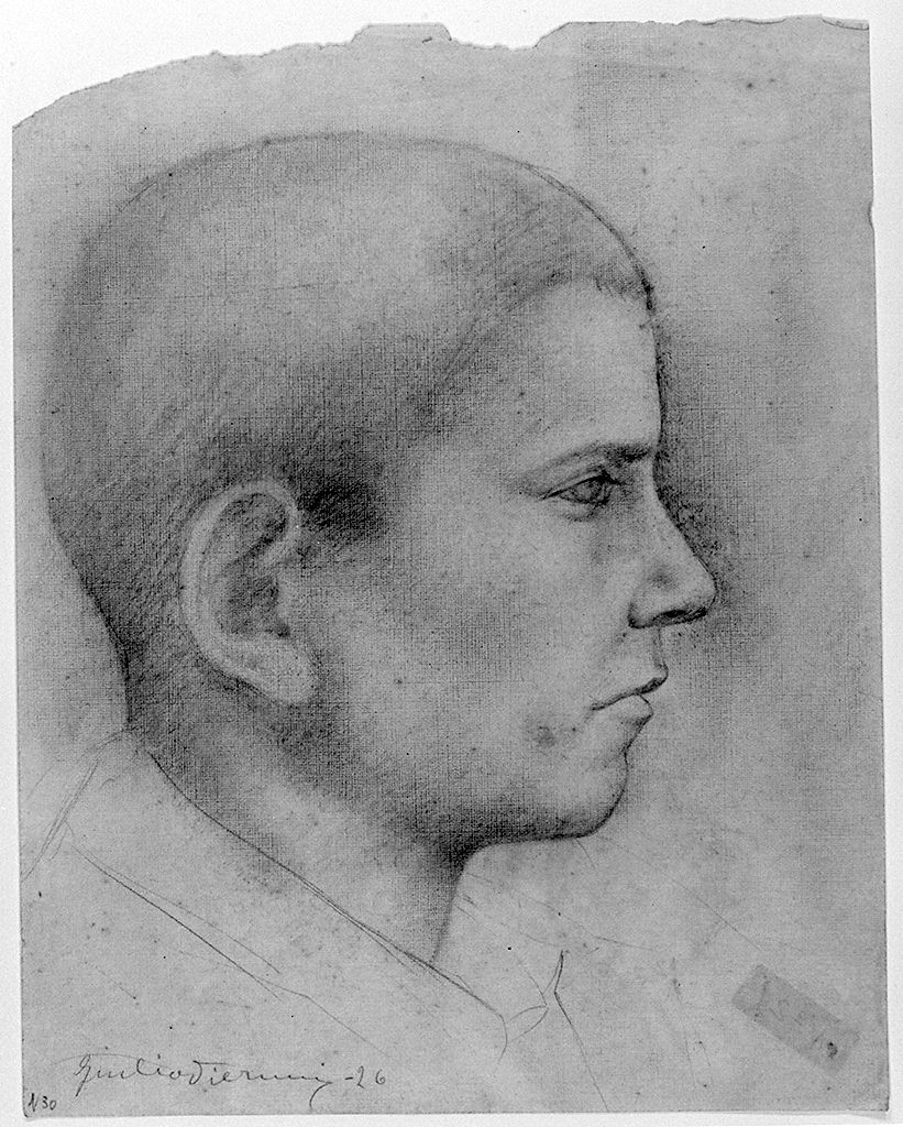 ritratto d'uomo di profilo (disegno) di Pierucci Giulio (sec. XX)