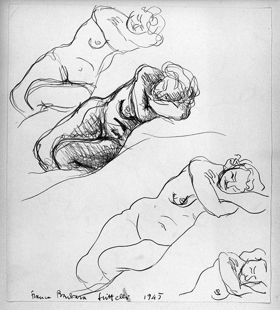 figura femminile nuda (disegno) di Fritteli Franca Barbara (sec. XX)