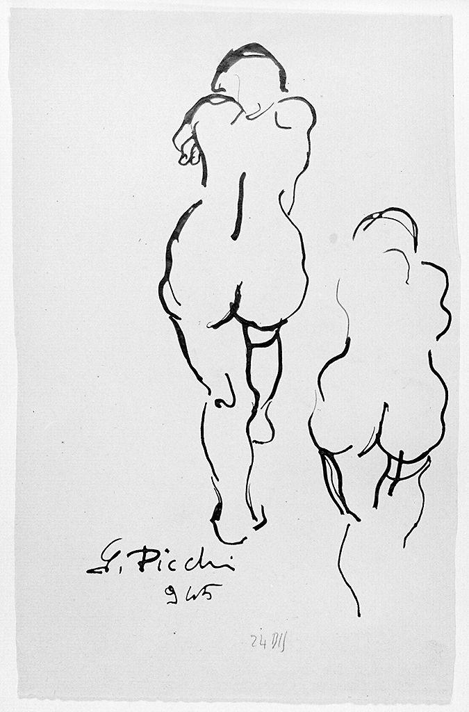 figura femminile nuda (disegno) di Picchi Giuliano (sec. XX)