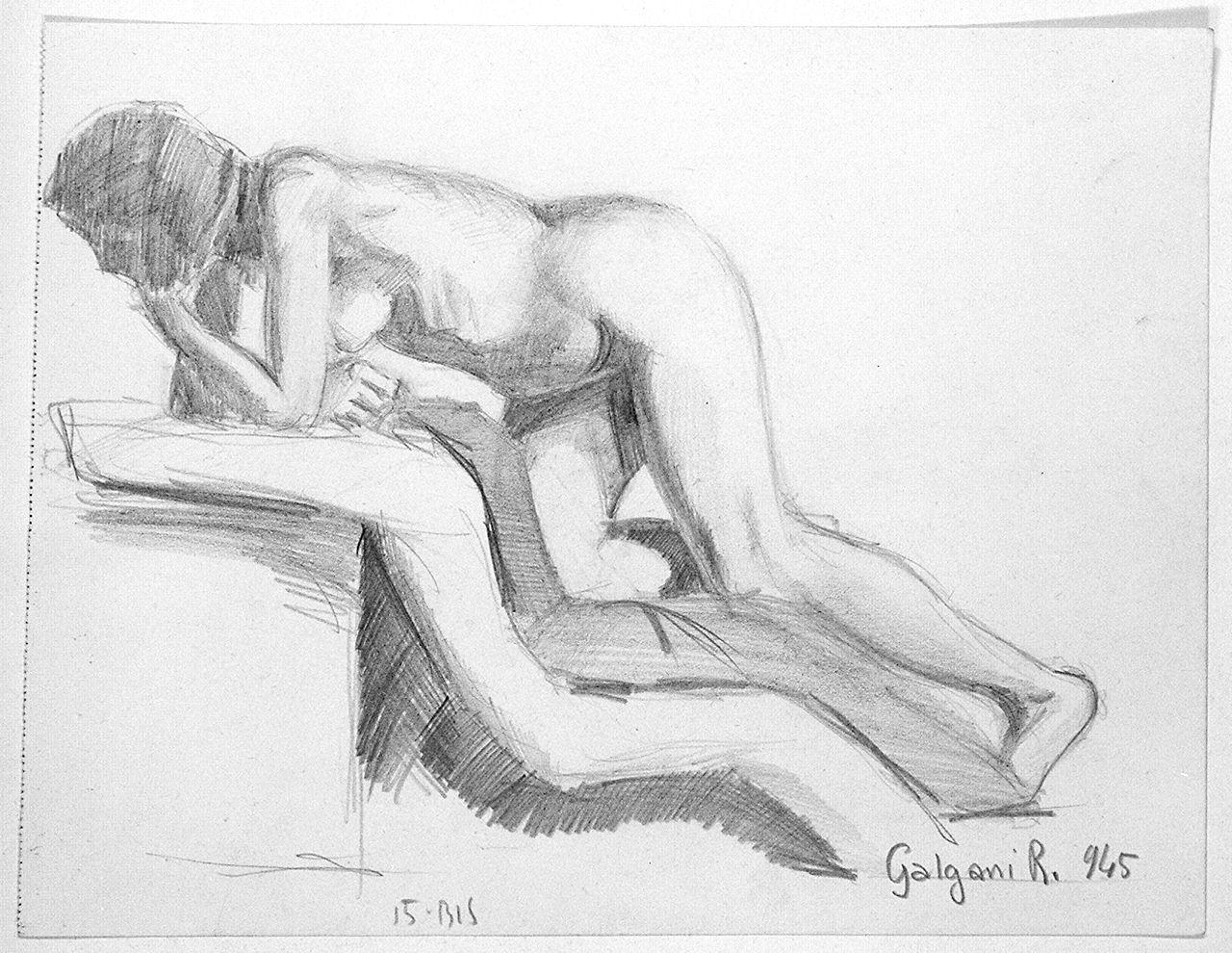 figura femminile nuda (disegno) di Galgani Renzo (sec. XX)
