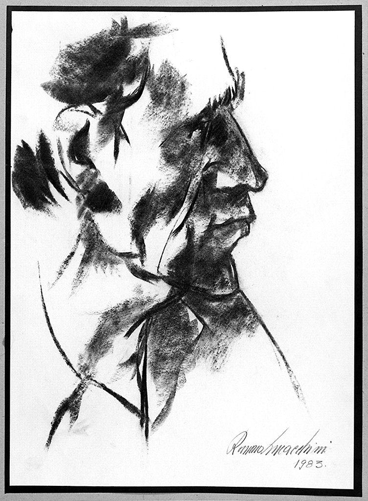 ritratto d'uomo di profilo (disegno) di Lucacchini Romano (sec. XX)