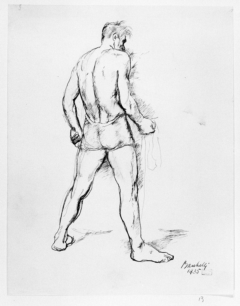 nudo maschile (disegno) di Bacchelli Mario (sec. XX)