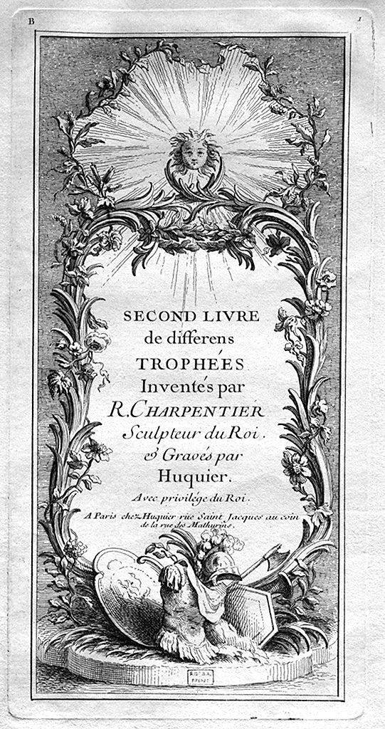 trofei (stampa, serie) di Blondel Jacques François, Huquier Jacques Gabriel, Le Charpentier René Jacques (metà sec. XVIII)