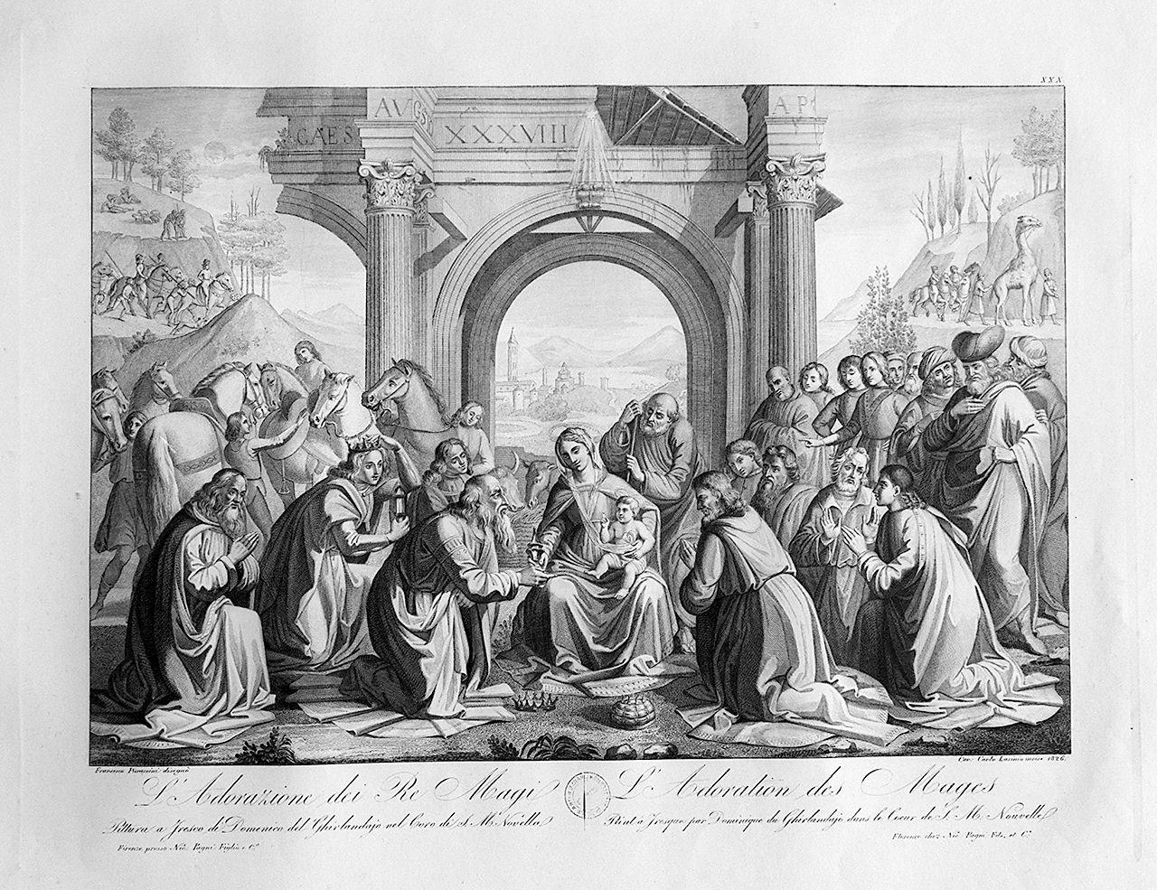 adorazione dei Re Magi (stampa) di Lasinio Carlo, Pieraccini Francesco, Bigordi Domenico detto Domenico Ghirlandaio (sec. XIX)