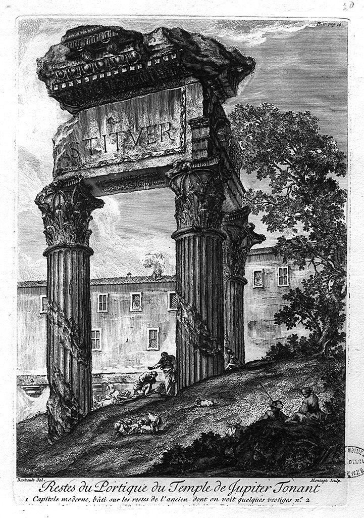 resti del tempio di Giove Tonante (stampa) di Barbault Jean, Montagu Domenico (sec. XVIII)