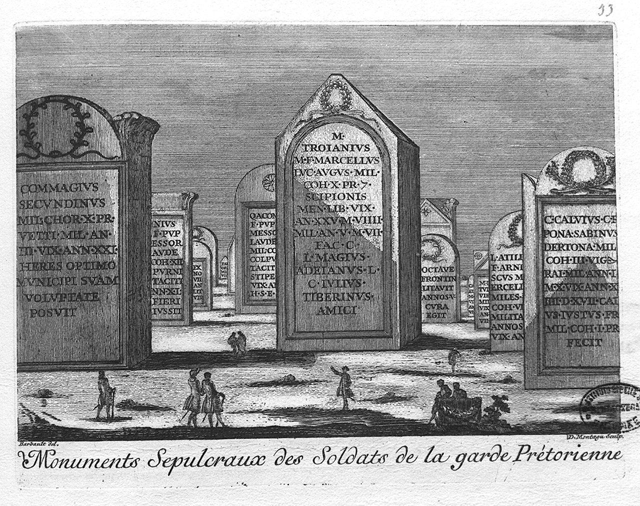 monumenti sepolcrali (stampa) di Barbault Jean, Montagu Domenico (sec. XVIII)