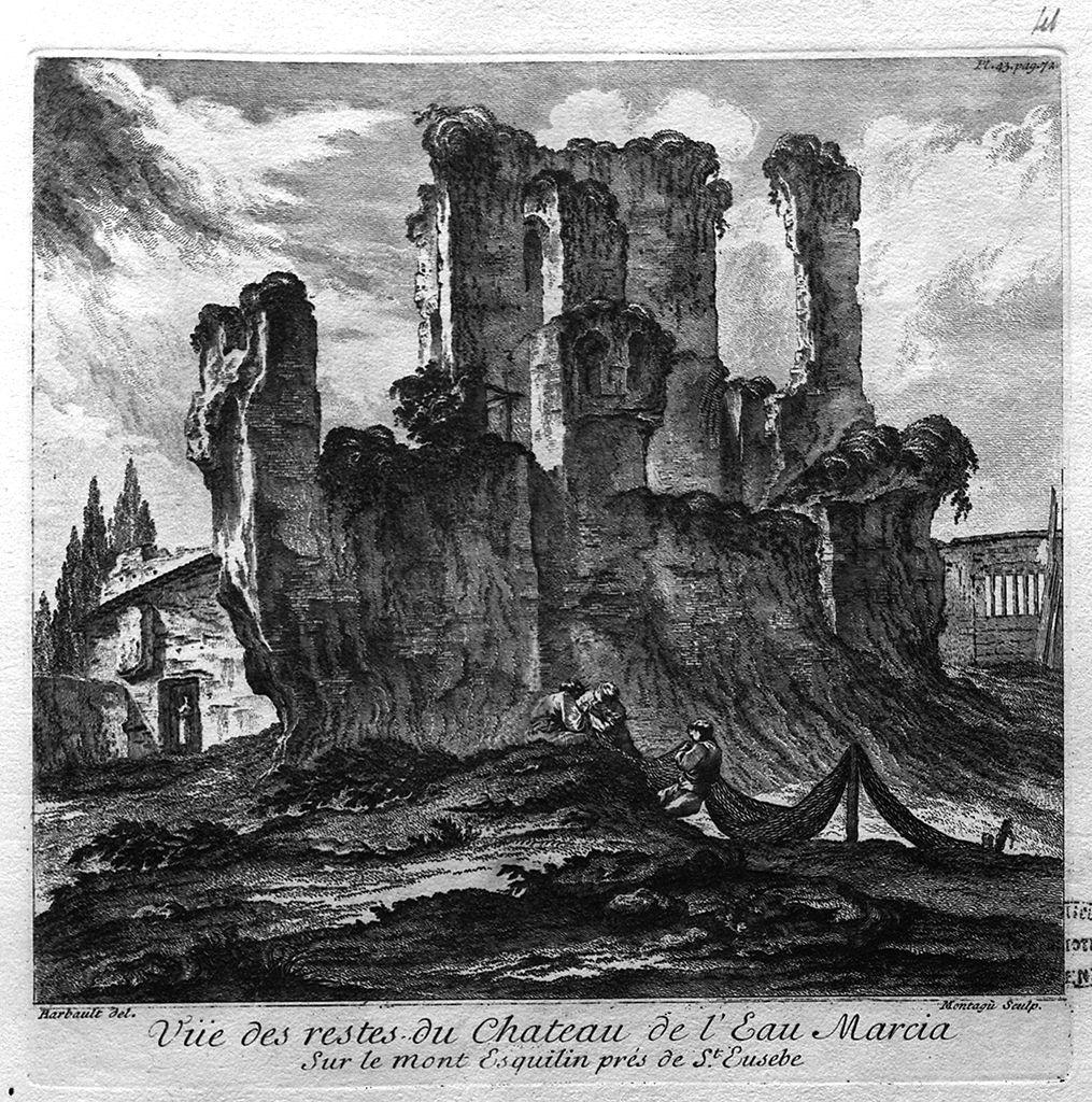 paesaggio con rovine (stampa) di Barbault Jean, Montagu Domenico (sec. XVIII)