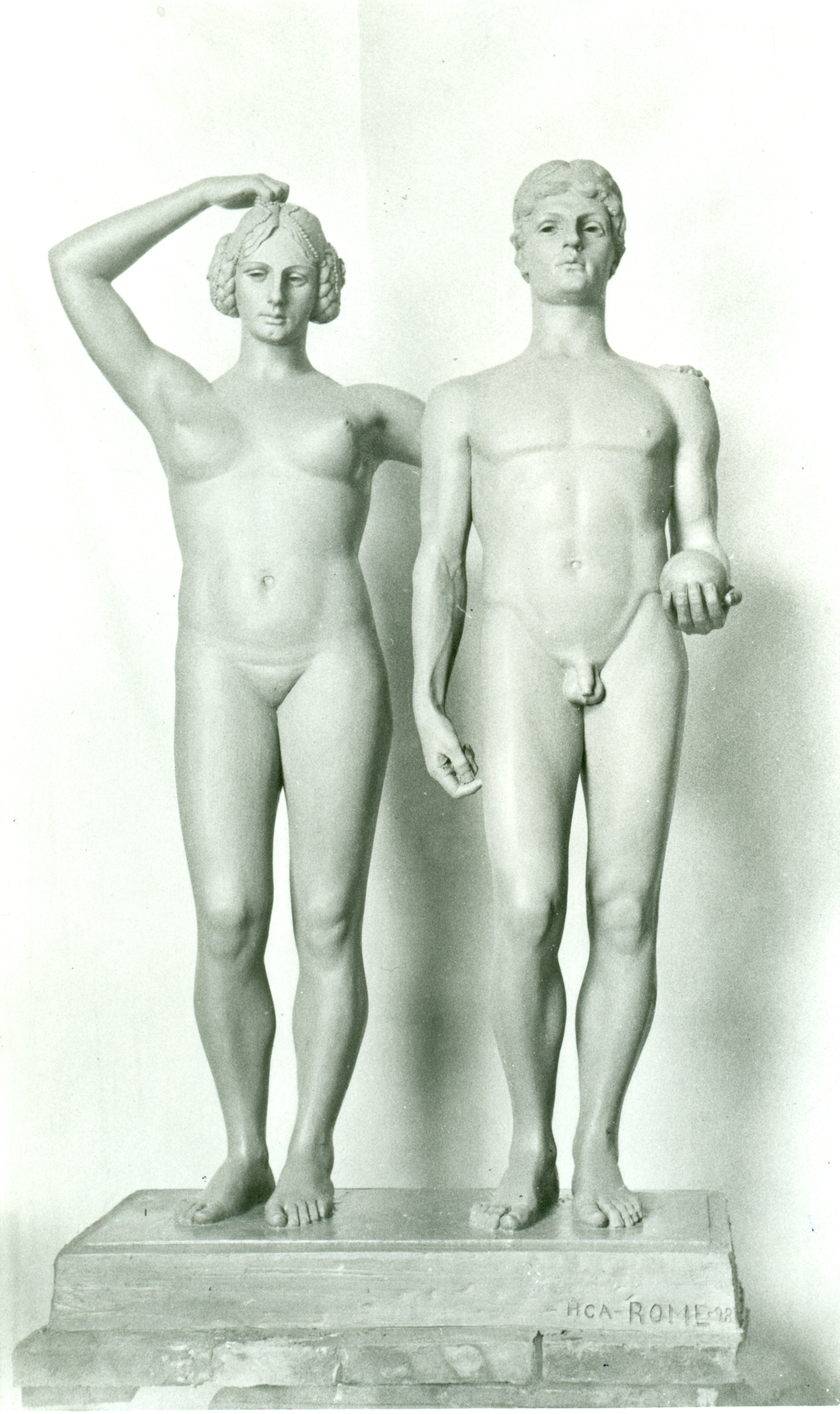 Adamo ed Eva, Nudo femminile e nudo maschile (statua, opera isolata) di Andersen Hendrik Christian (attribuito) (inizio XX)