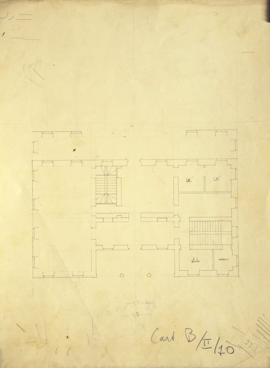 Pianta incompleta del piano terreno di villetta (disegno architettonico) di Promis Carlo (secondo quarto sec. XIX)