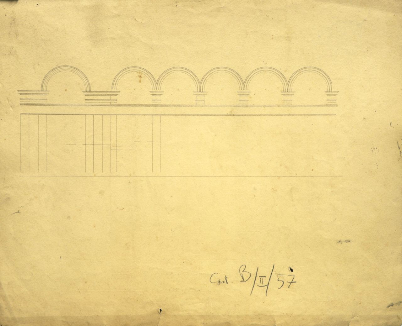Prospetto incompleto di piano porticato (disegno architettonico) di Promis Carlo (secondo quarto sec. XIX)