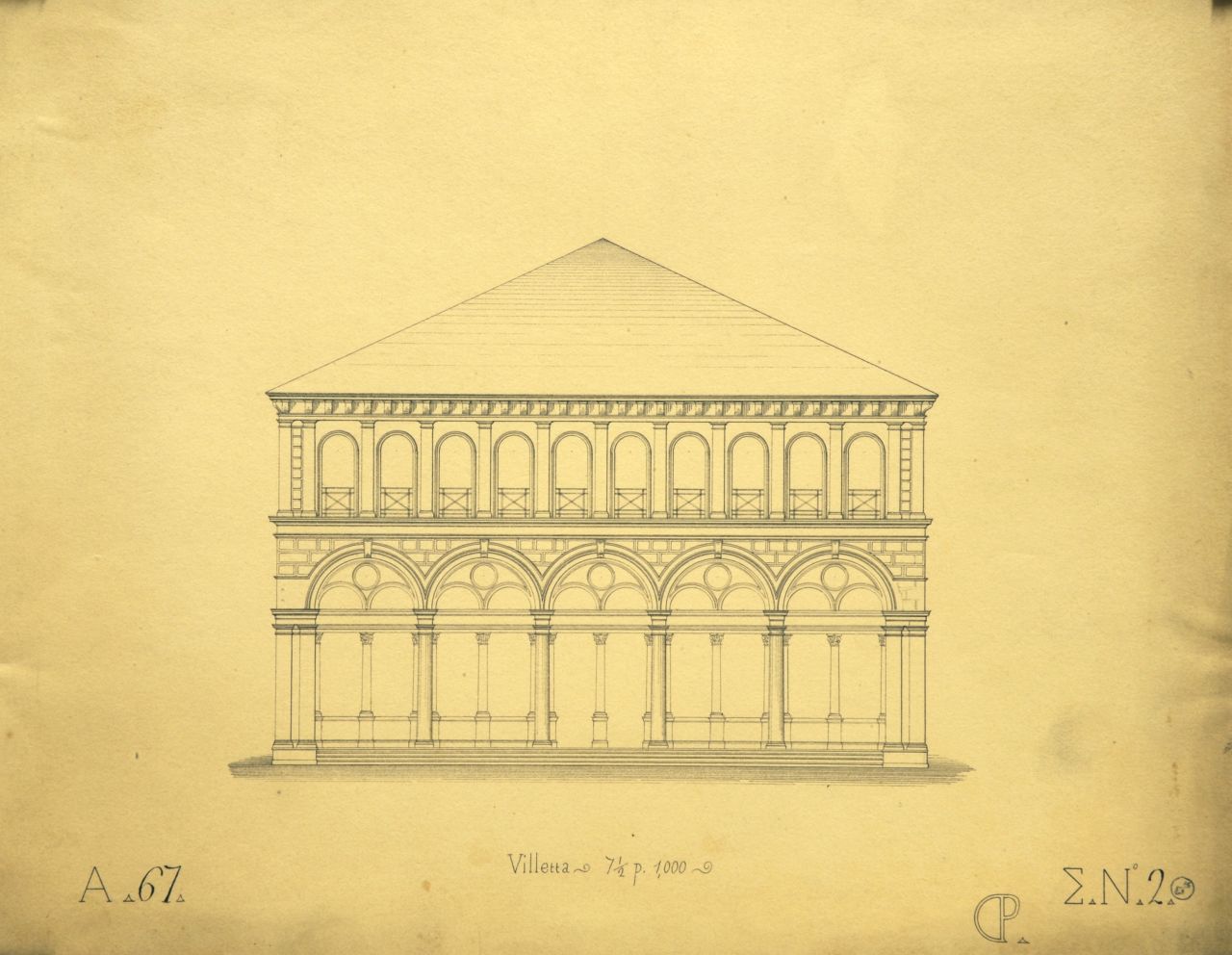 Villetta, Prospetto principale di "villetta" (disegno architettonico) di Promis Carlo (secondo quarto sec. XIX)