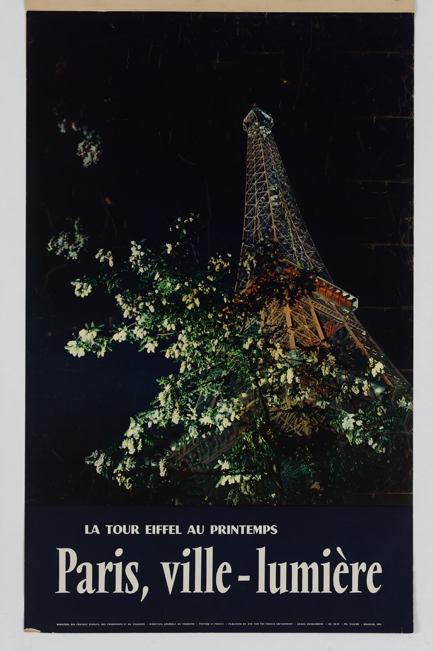 veduta notturna della Tour Eiffel (manifesto) di Viguier - ambito italiano (sec. XX)