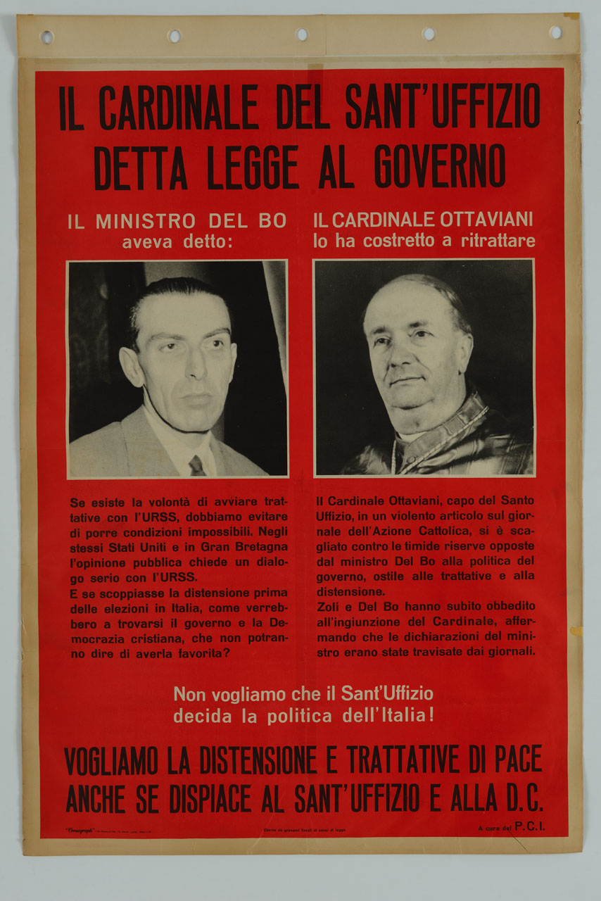 il ministro Dino Del Bo e il cardinale Alfredo Ottaviani (manifesto) - ambito italiano (sec. XX)