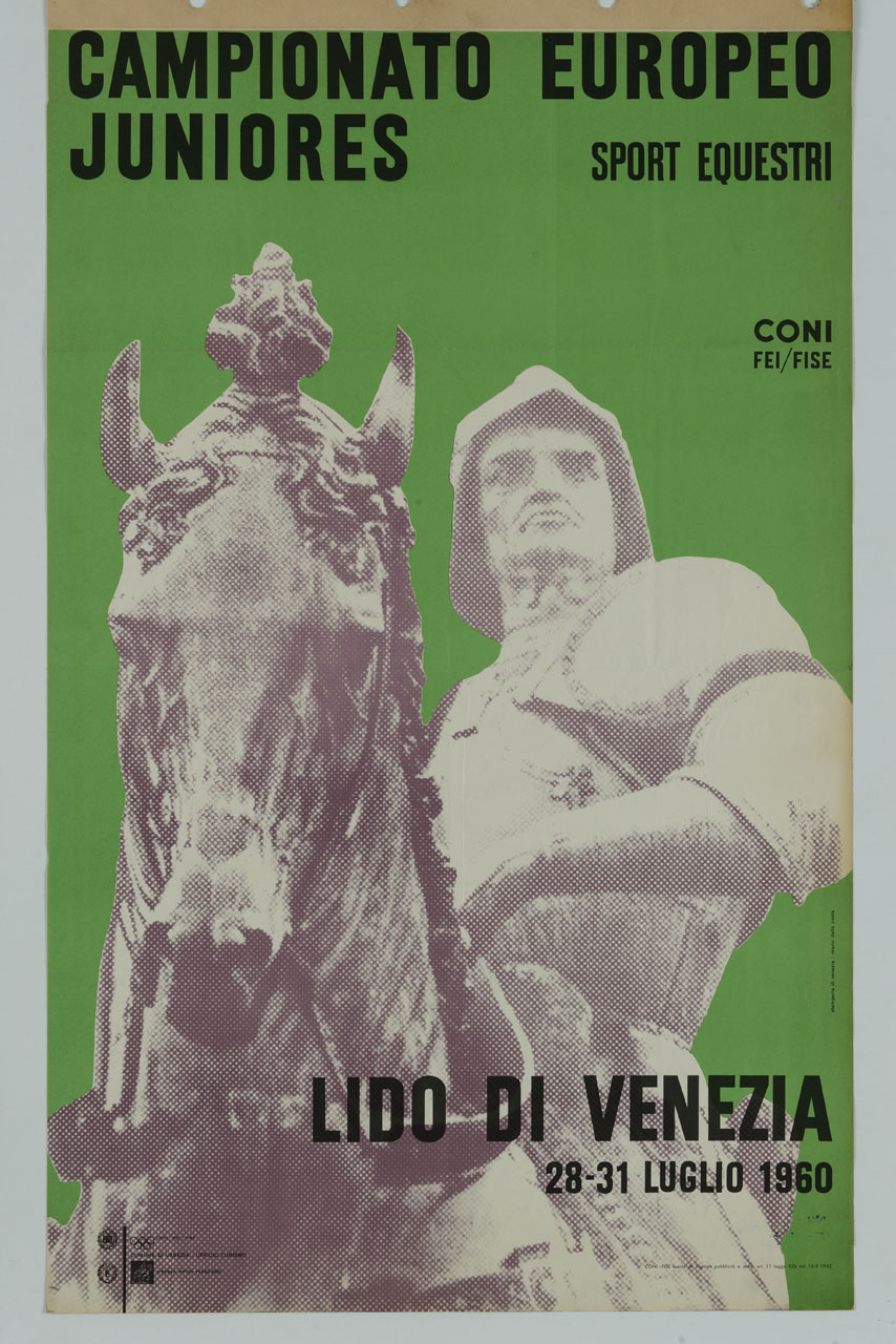 dettaglio del monumento equestre a Bartolomeo Colleoni di Andrea del Verrocchio (manifesto) di Dalla Costa Mario (sec. XX)