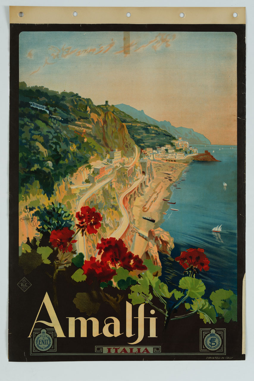 veduta di Amalfi e della Costiera Amalfitana (manifesto) di Borgoni Mario (sec. XX)