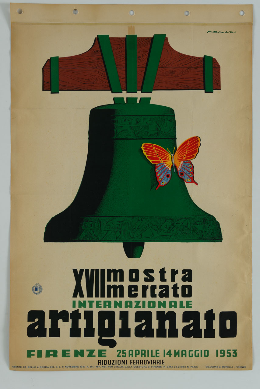 campana con farfalla (manifesto) di Baldi Ferruccio detto Etrusco (sec. XX)